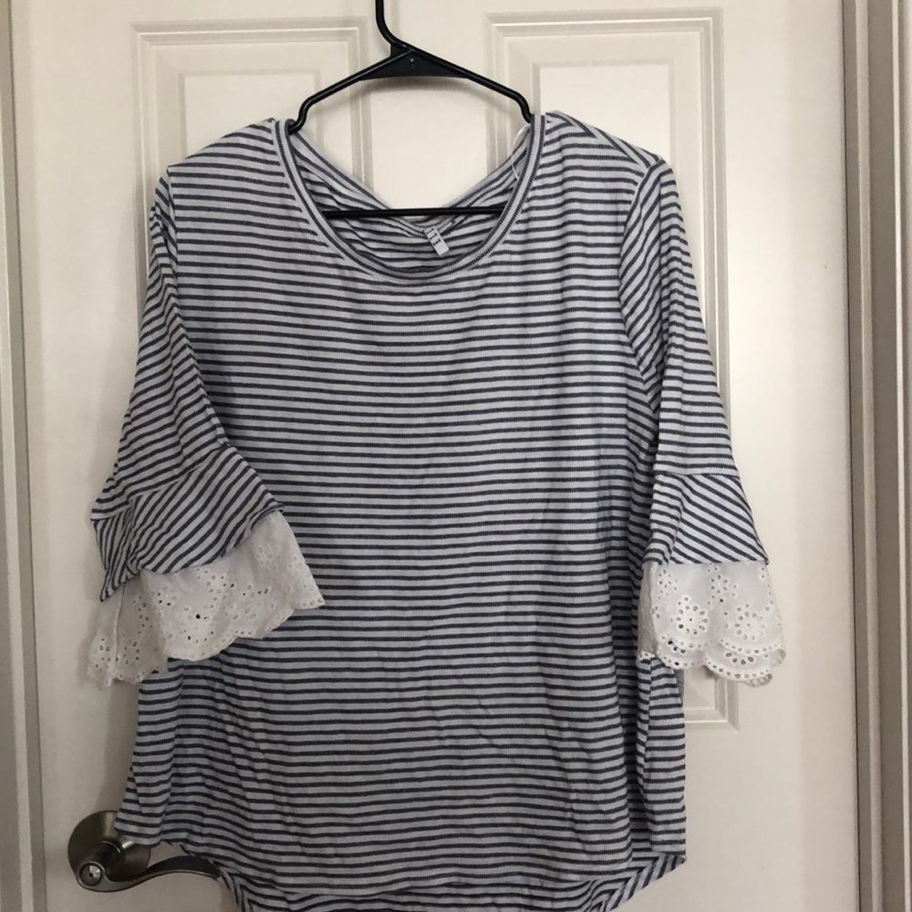 NWT Elle blue and white striped blouse